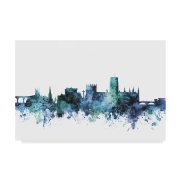 Michael Tompsett 'Durham England Blue Teal Skyline' Canvas Art, 16x24, Trademark Fine Art, Mfr#: MT01598-C1624GG